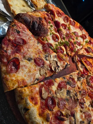 Close-up of Buscemi's specialty pizzas